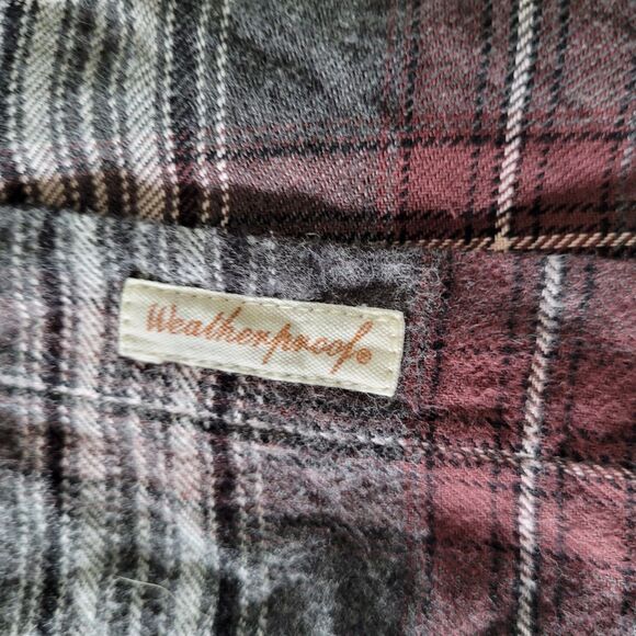 Weatherproof Vintage Men’s 2XL Flannel Shirt Gray Maroon Plaid Western Cowboy - Picture 3 of 10